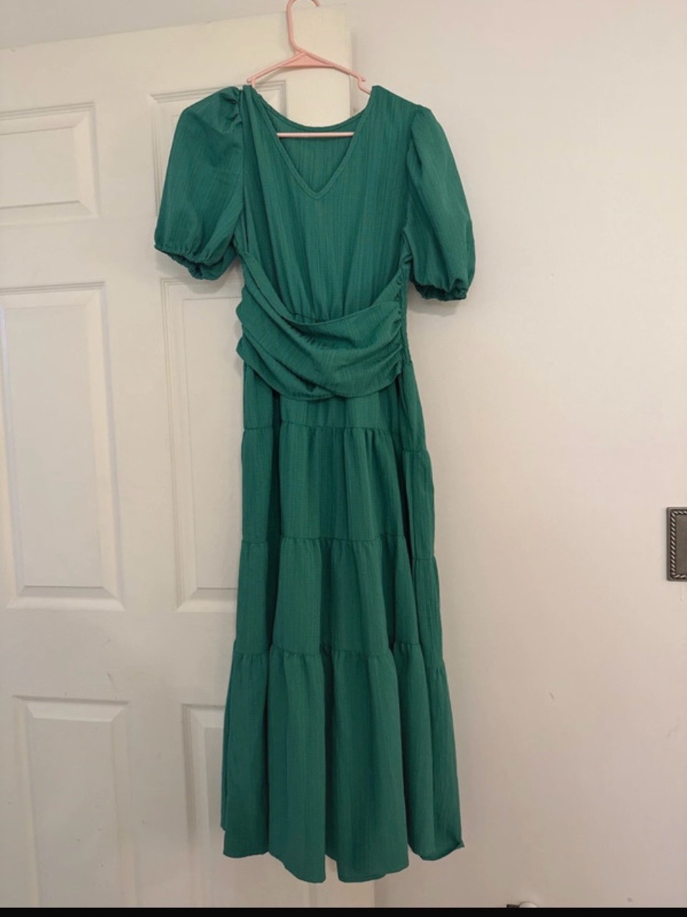Green  Dress with Puff Sleeves